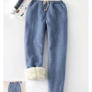 Blue fleeced cotton sweatpants